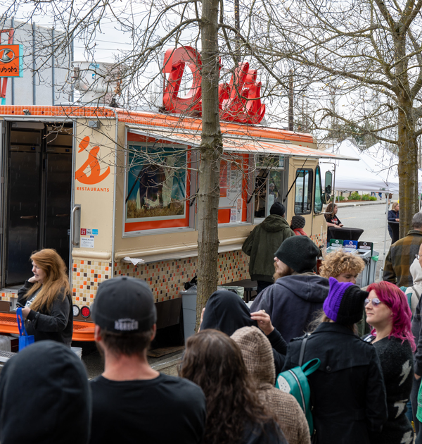 Dick's Drive In Food Truck serving a happy crowd at the Everett Block Party